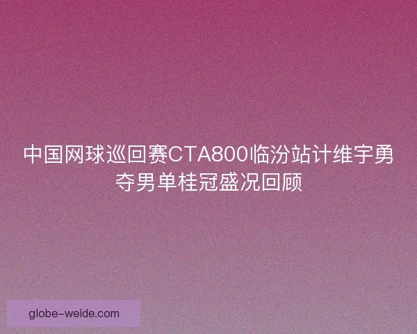 中国网球巡回赛CTA800临汾站计维宇勇夺男单桂冠盛况回顾